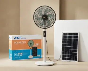 AKT Solar Standing Fan With Solar Panel & Remote Control