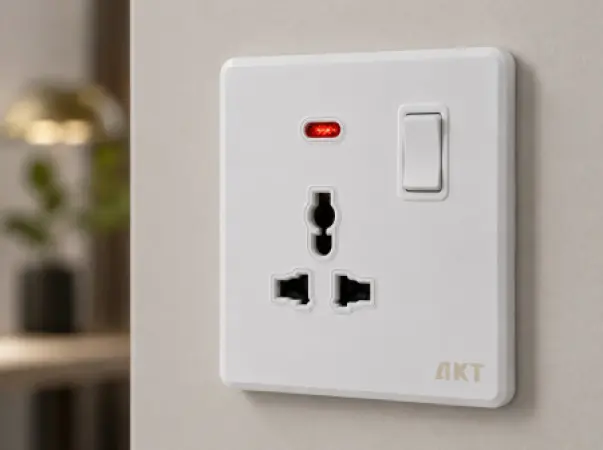 AKT MF Switched Socket with Neon – White