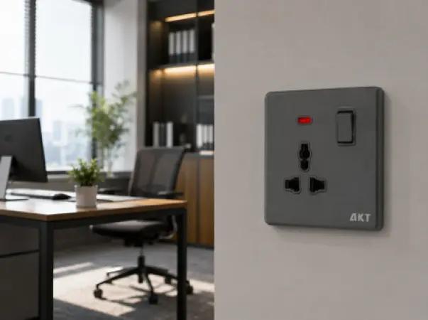 AKT MF Switched Socket with Neon – Grey